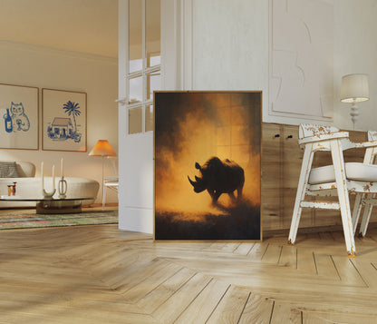 Neushoorn in Gouden Stof Poster