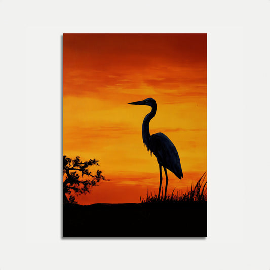 Great Blue Heron Sunset Poster