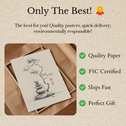 Póster de boceto de naturaleza de equilibrio zen