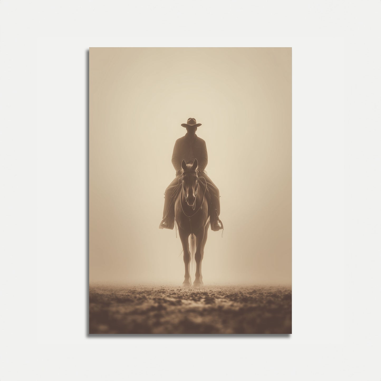 Einsamer Reiter im Sepia-Poster