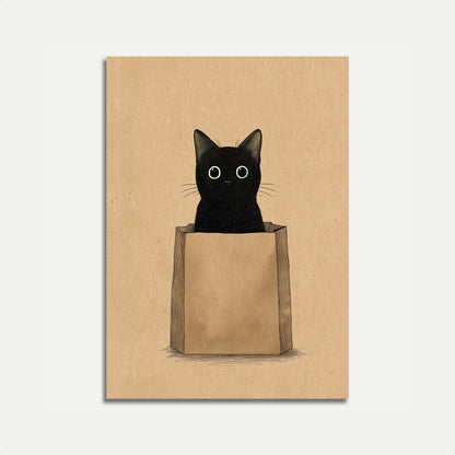 Schwarze Katze in Box-Plakat