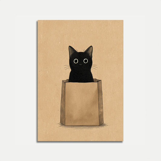 Schwarze Katze in Box-Plakat