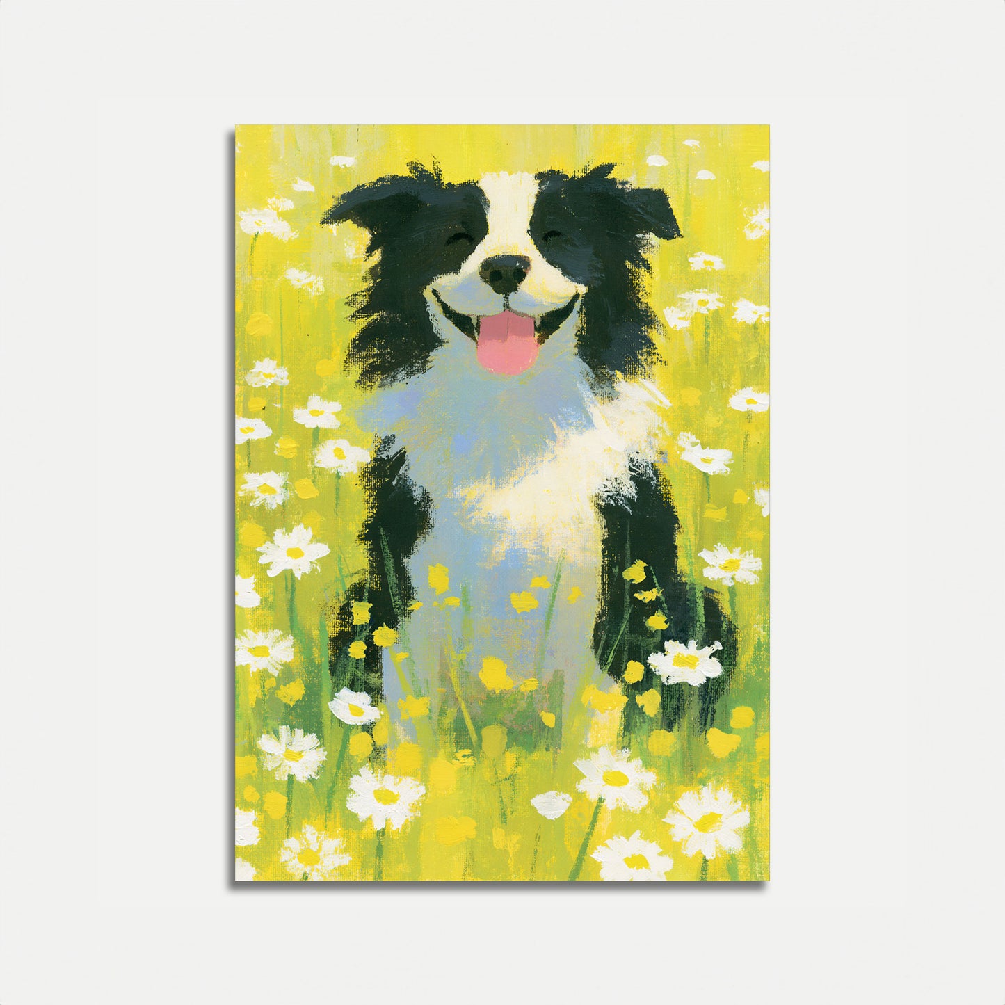 Happy Dog in Flower Field Poster