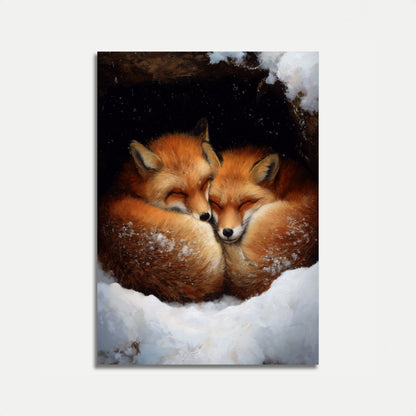 Poster di Volpi che si Coccolan nella Neve