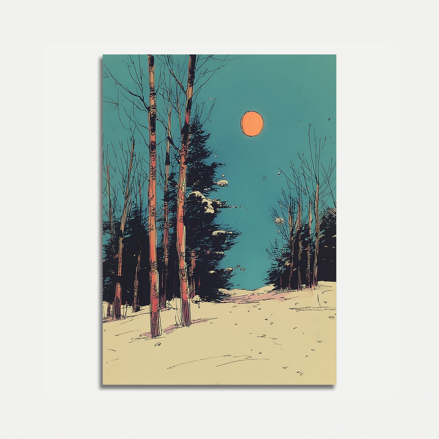 Wintermaanlicht Bos Poster