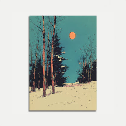 Wintermaanlicht Bos Poster