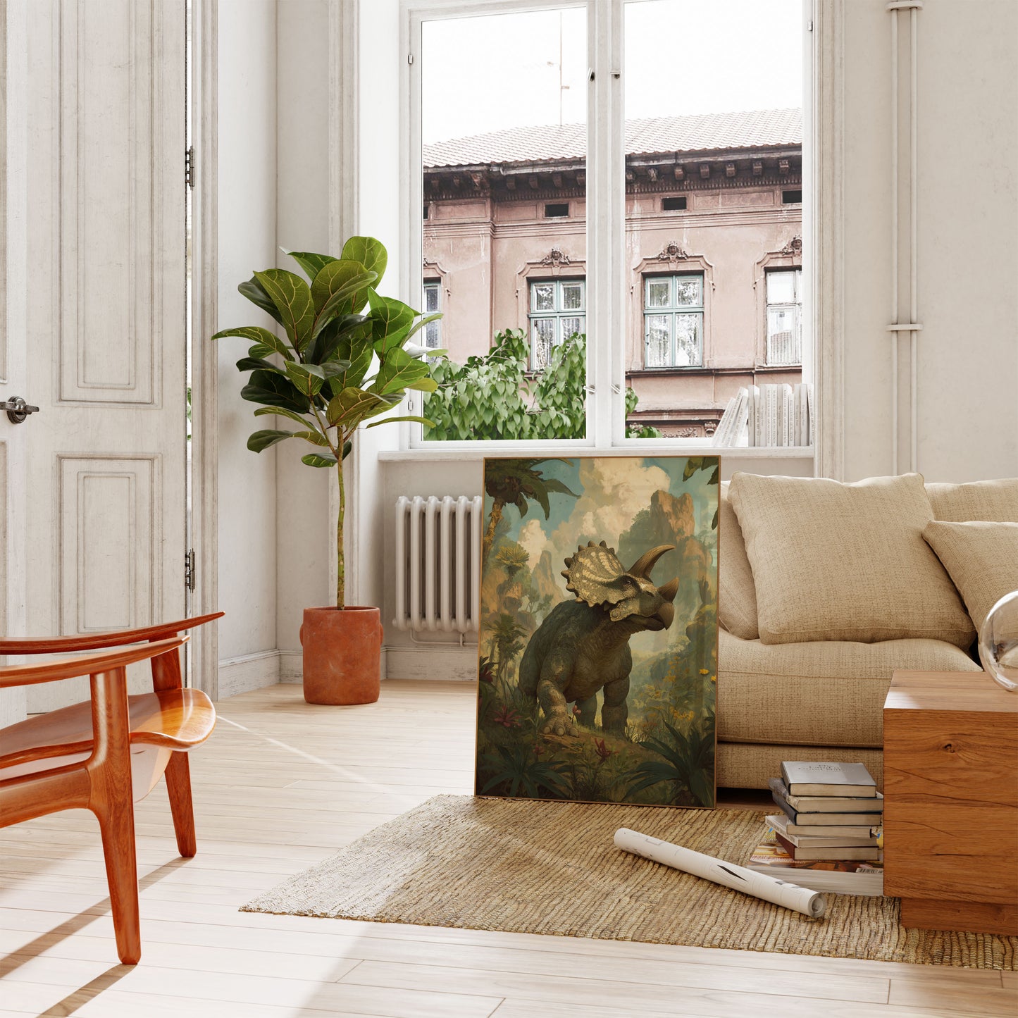 Prehistoric Triceratops Landscape Poster