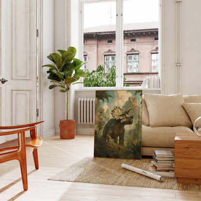 Prehistoric Triceratops Landscape Poster