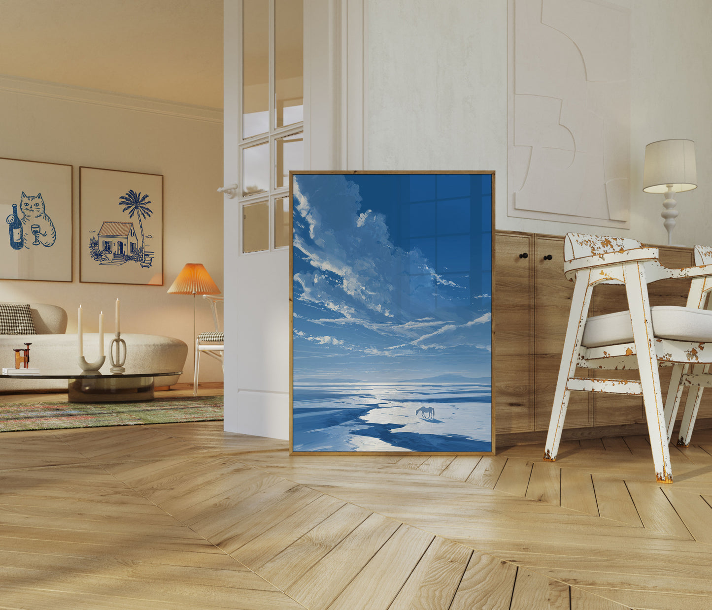 Solitary Horse Winter Landscape Poster