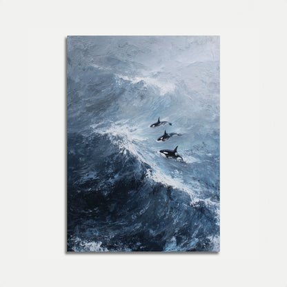 Orcas Swimming in Arctic Waters Poster