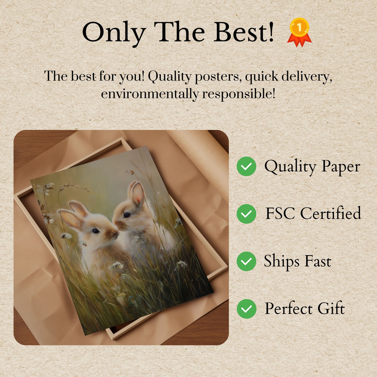 Zwei Kaninchen auf der Wiese Poster