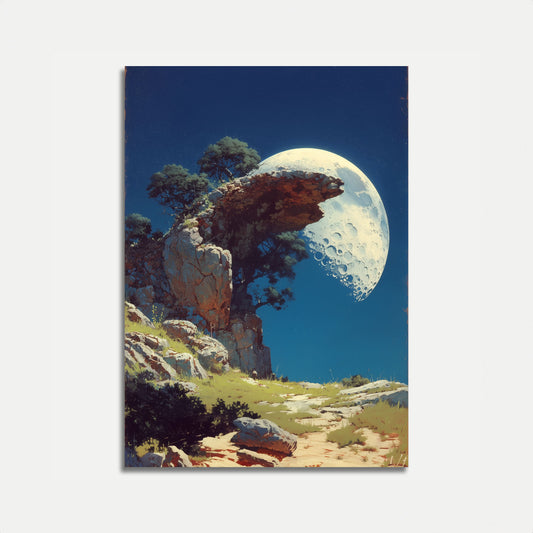 Pôster da Lua Sobre o Penhasco do Deserto