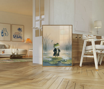 Dapper Frog in Lily Pond Poster