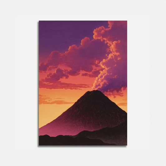 Cartaz da Montanha ao Pôr do Sol Vulcânico