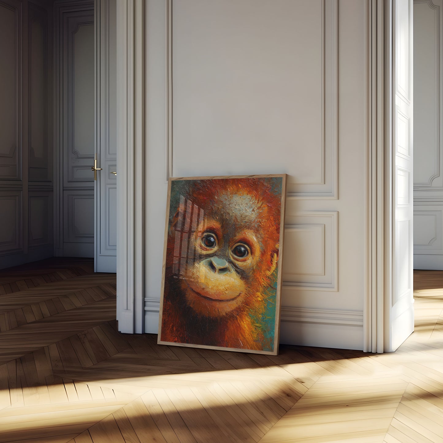 Plakát s výraznou tváří orangutana