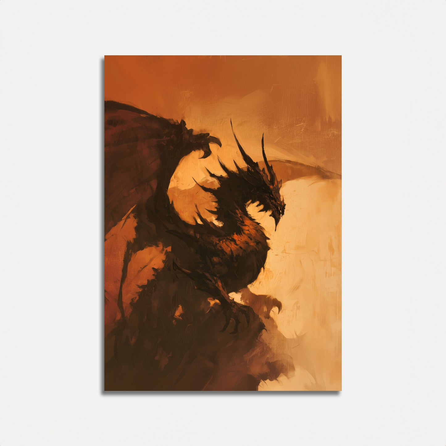 Fiery Dragon Silhouette Poster