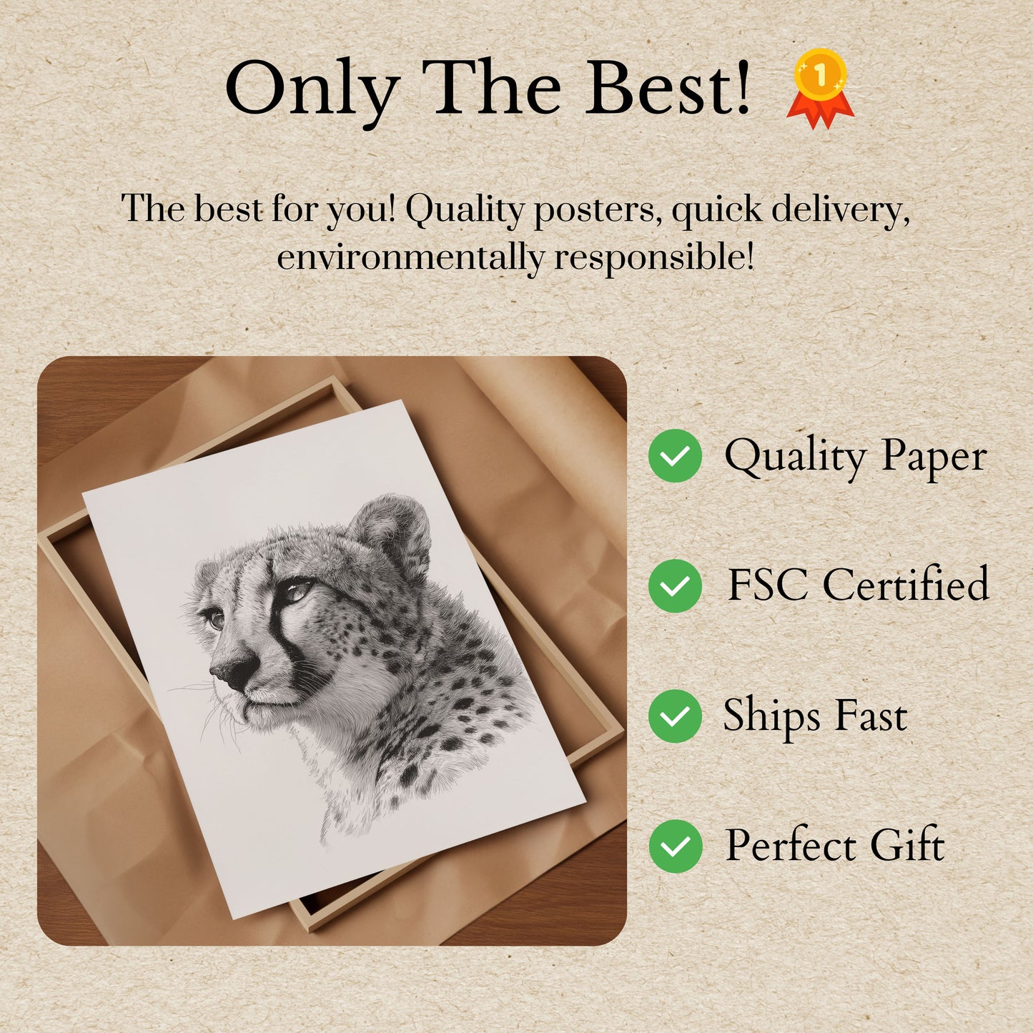 Póster de perfil de guepardo majestuoso