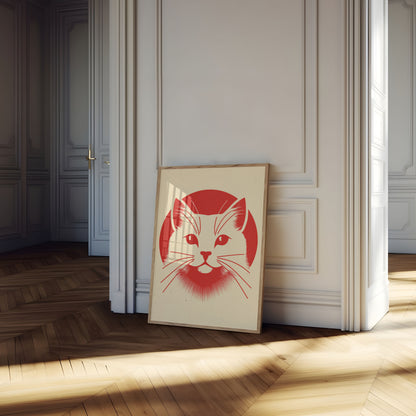 Rødt kattansikt minimalistisk plakat