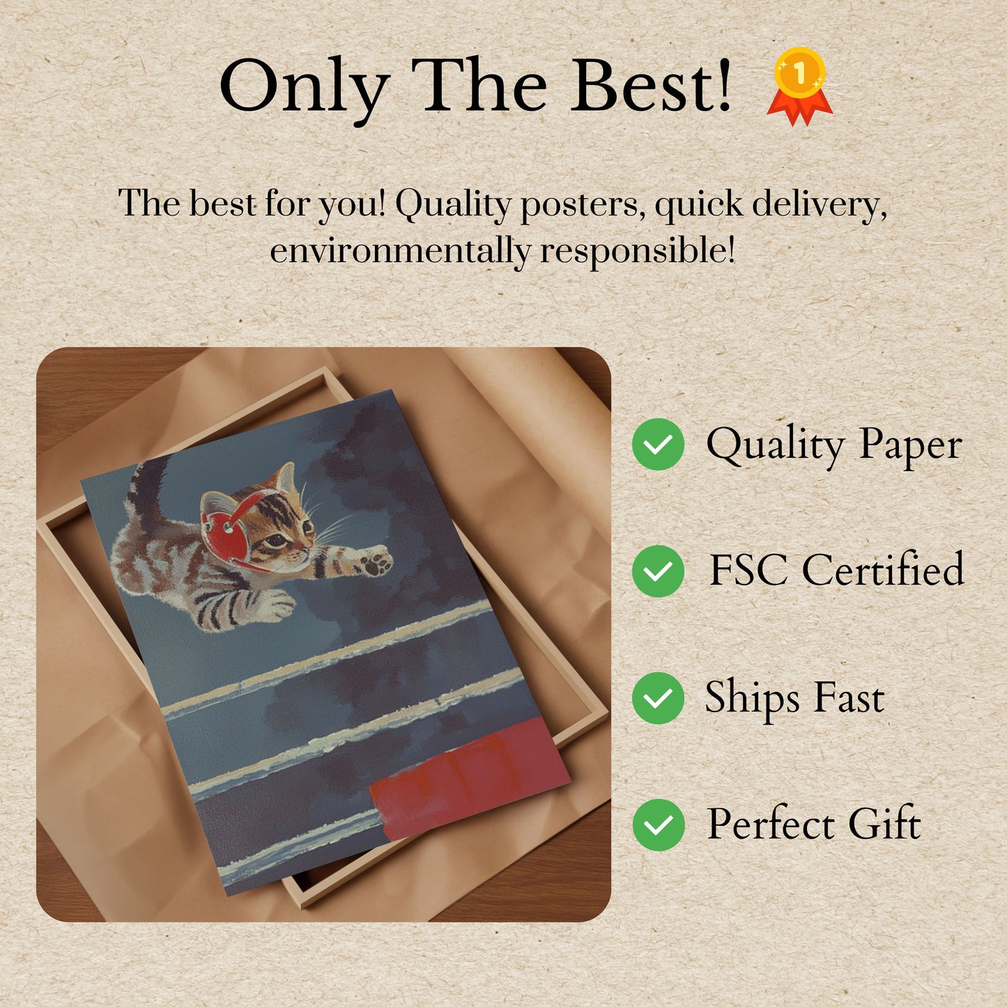 Wrestling Cat Action Poster