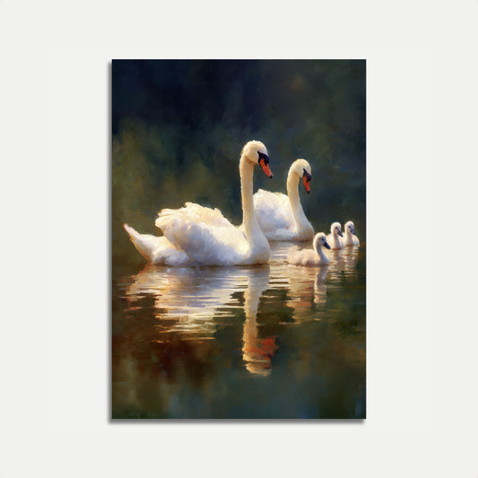 Affiche de la famille des cygnes sereins