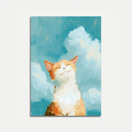 Happy Orange Cat Sky Poster