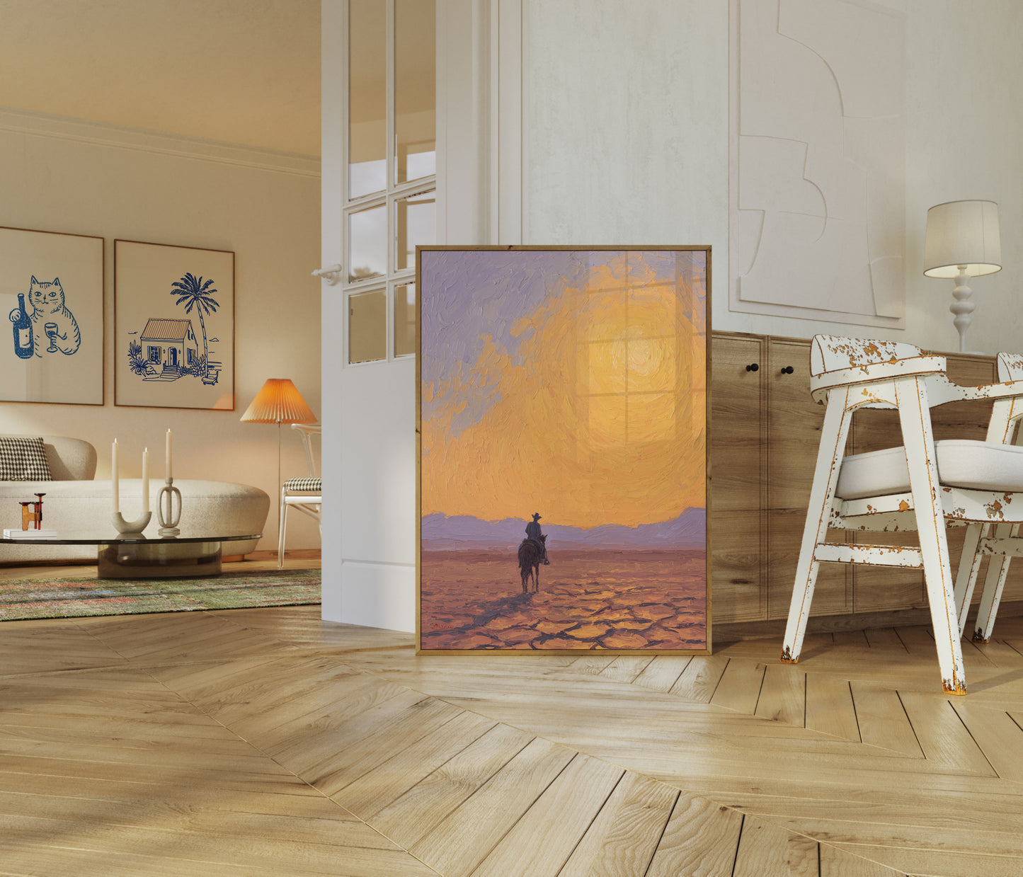 Cowboy Desert Sunset Poster