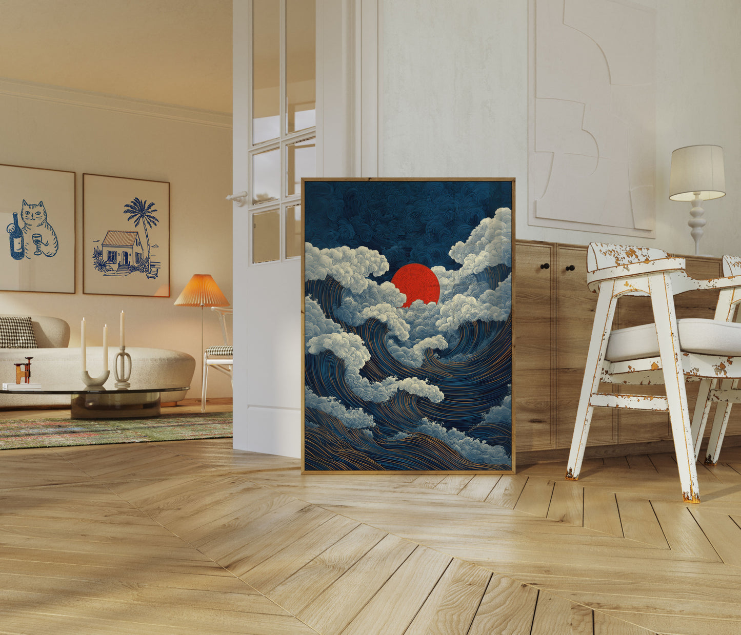 Stormfulde Bølger Solopgang Plakat