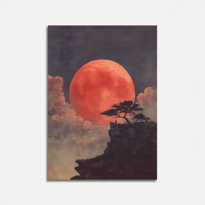 Poster dell'Albero Solitario e della Luna Gigante
