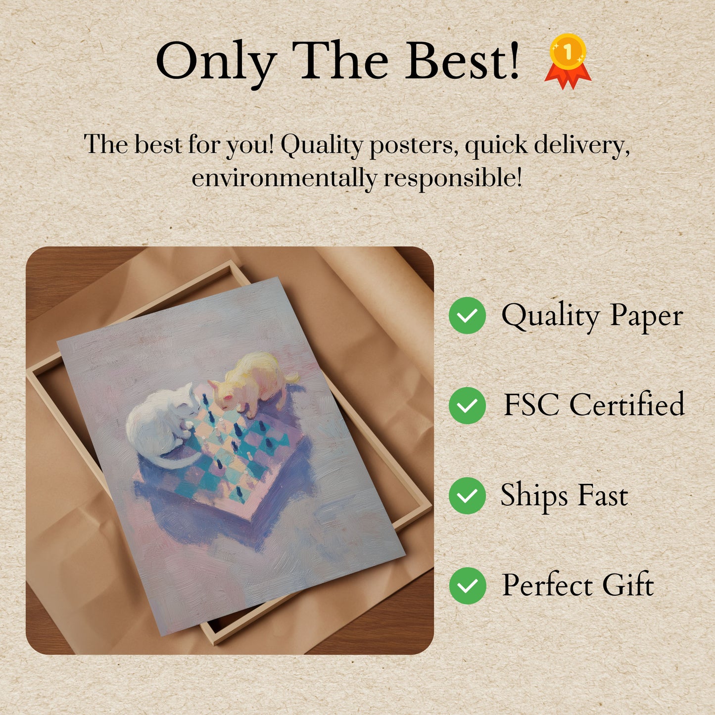 Kunstposter Katten aan het Schaken