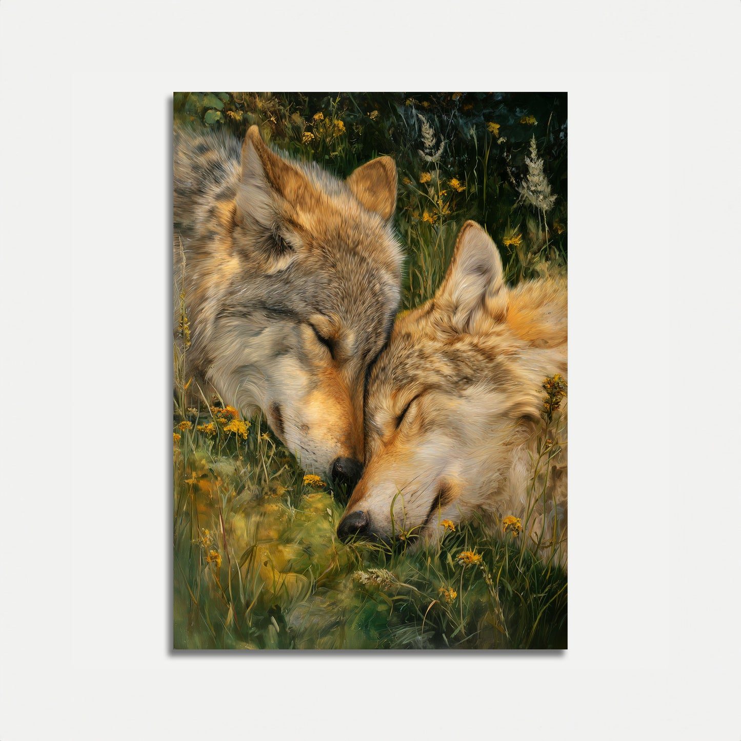 Varg vilar i Vildblommor Affisch