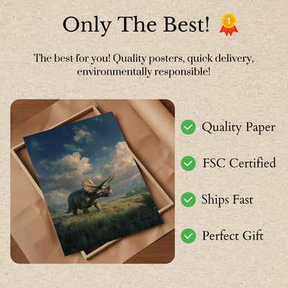 Triceratops Mountain Valley Poster