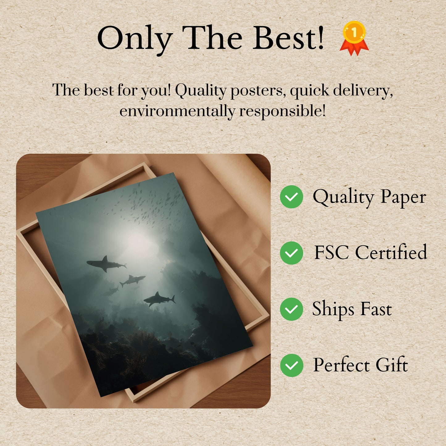 Shark Reef Silhouette Poster