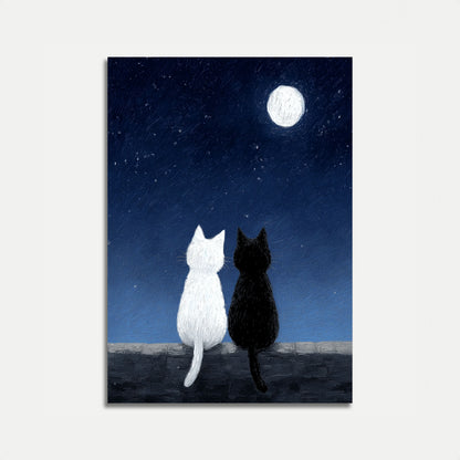 Moonlit Cats Friendship Poster
