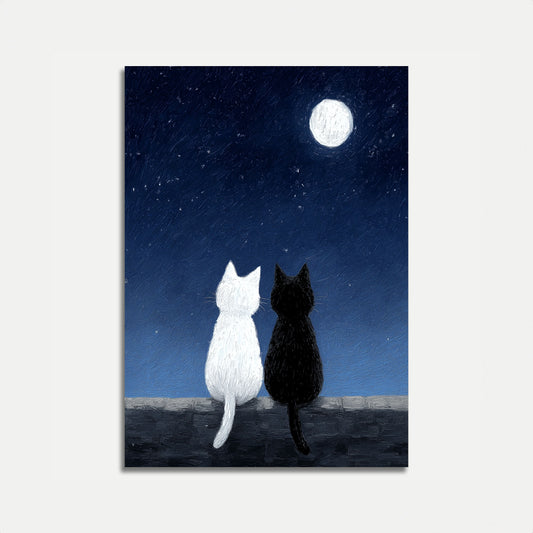 Poster dell'Amicizia dei Gatti al Chiaro di Luna