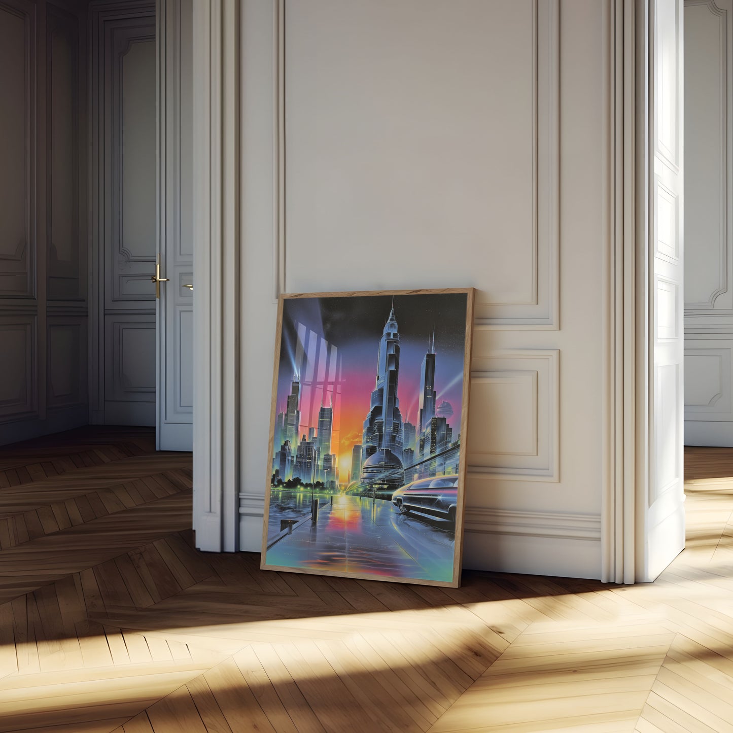 Futuristic Cityscape Night Poster