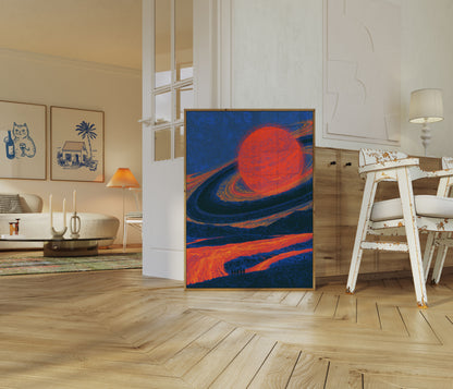 Planète Volcanique dans l'Espace Affiche