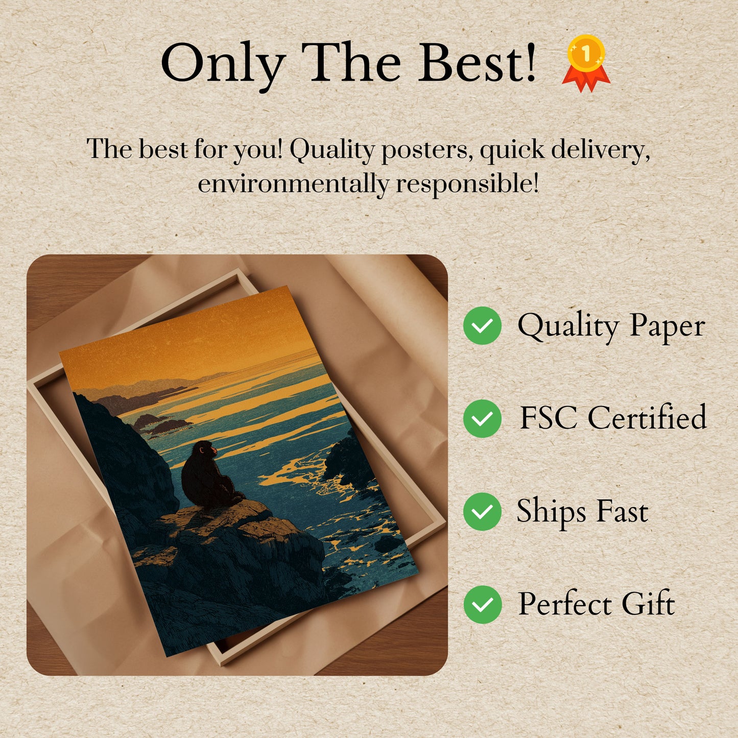 Macaco na Costa Rochosa Pôster