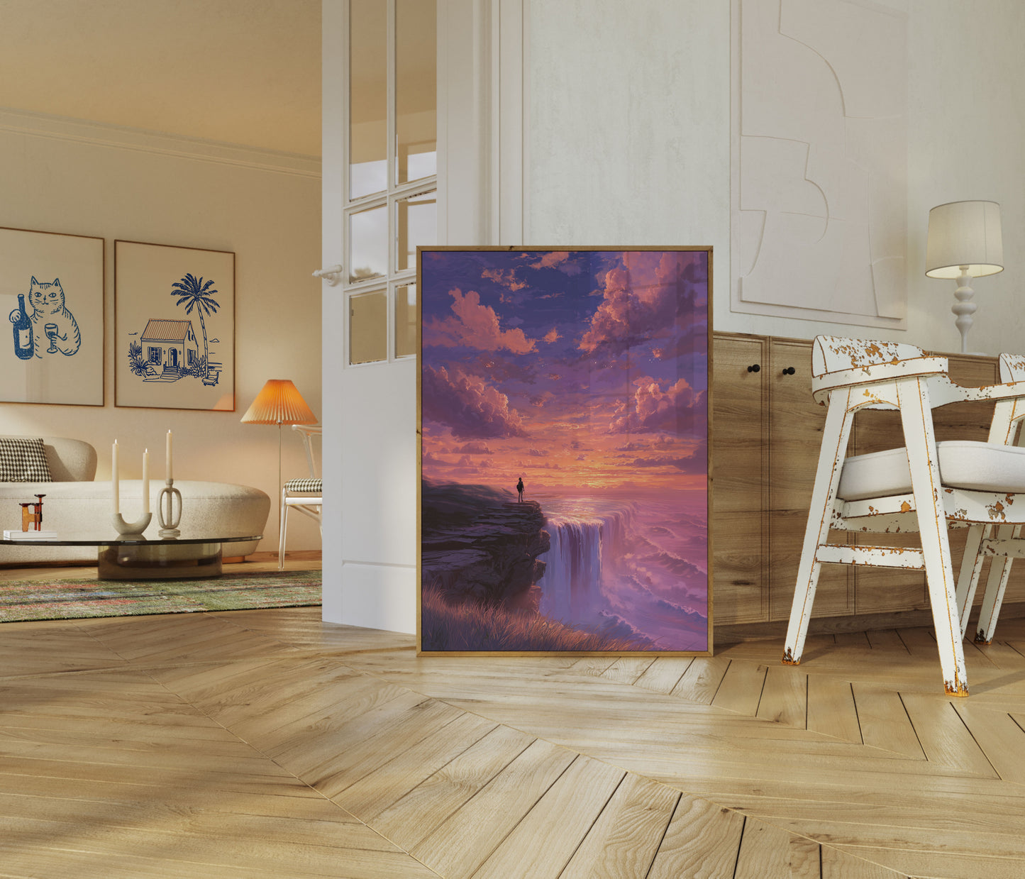 Solnedgangs Klippe Kontemplation Plakat