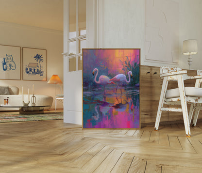 Flamingo Dreams Sunset Poster