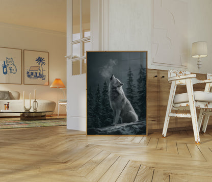 Moonlit Wolf Wilderness Poster