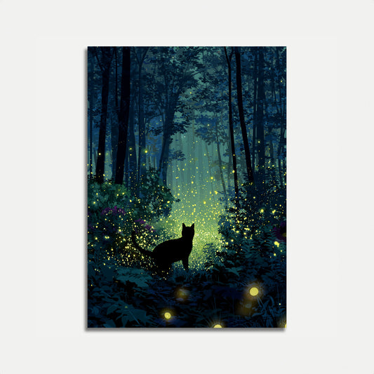 Cat in Enchanted Forest Poster