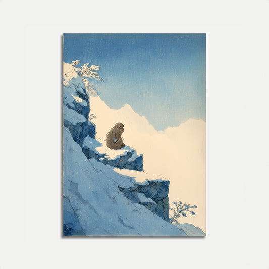Pôster da Montanha de Macaco Japonês na Neve
