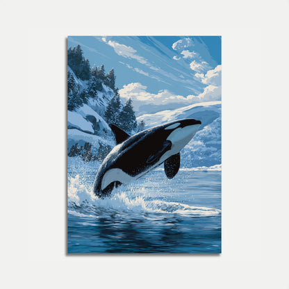Majestic Orca Mountain Leap Poster