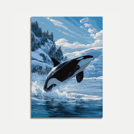 Majestic Orca Mountain Leap Poster