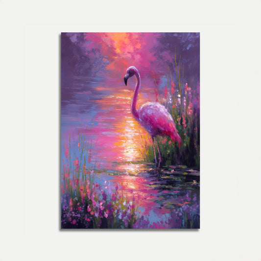 Flamingo Zonsondergang Symfonieaffiche