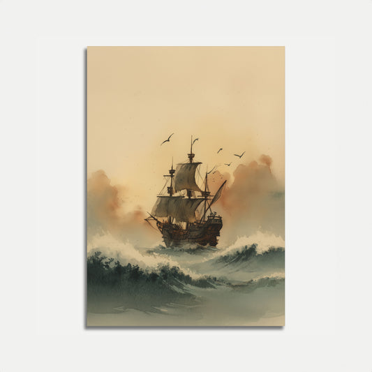 Stormy Seas Sailing Ship Poster