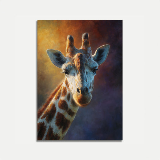 Póster de jirafa con luz dorada