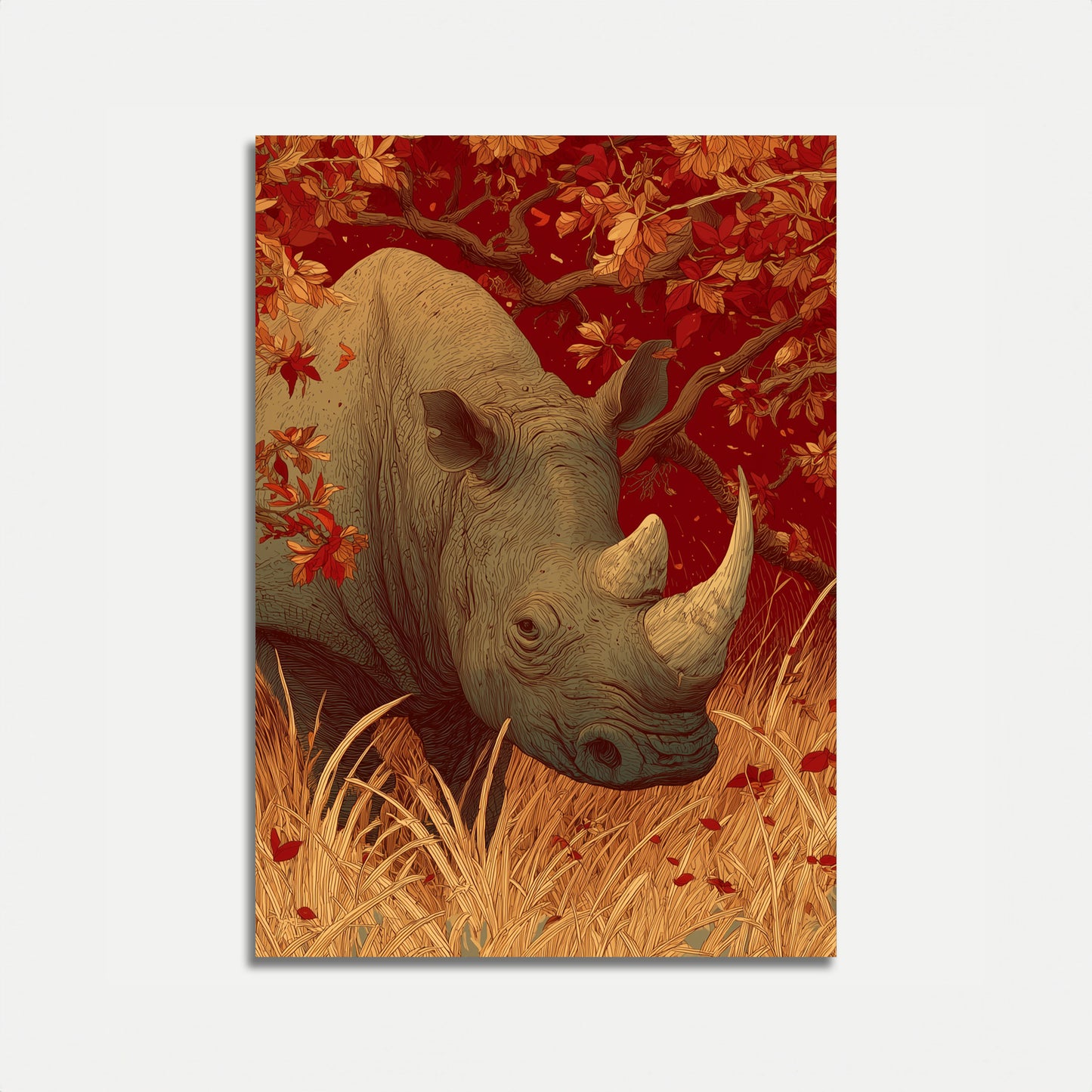 Autumn Rhino Wildlife Poster