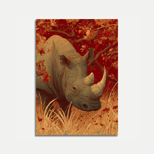 Autumn Rhino Wildlife Poster