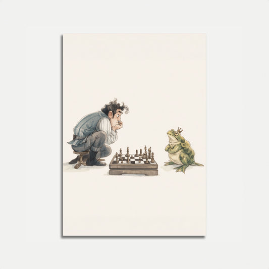 Frog King Chess Match Poster